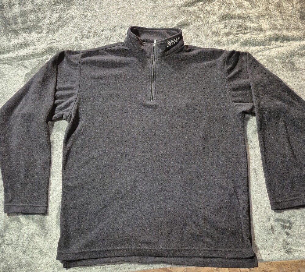 Spyder Pullover Mens Large Black Fleece Quarter Zip Outdoor Sweater Warm Ski